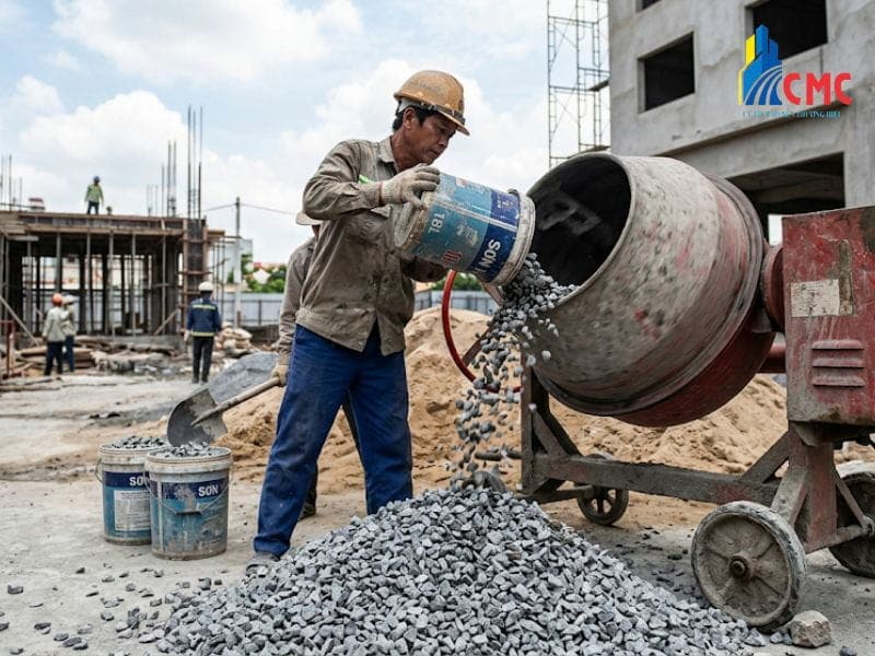 Tuân thủ đúng định mức cấp phối bê tông đá 1x2 giúp kết cấu móng, sàn đạt cường độ chịu lực tối ưu