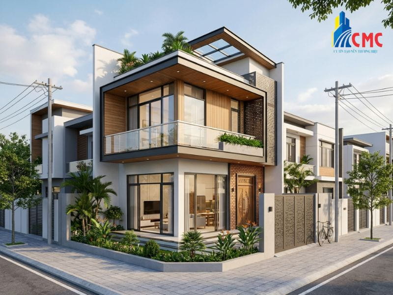 Phối cảnh 3D mẫu nhà phố 2 tầng 80m² áp dụng cách tính chi phí xây nhà thực tế