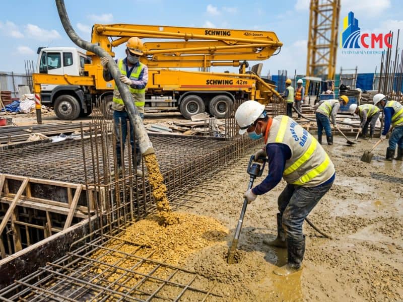 Bê tông tươi sử dụng cát bê tông vàng đạt chuẩn giúp bề mặt sàn láng mịn, không rỗ tổ ong và đạt cường độ chịu lực tối đa