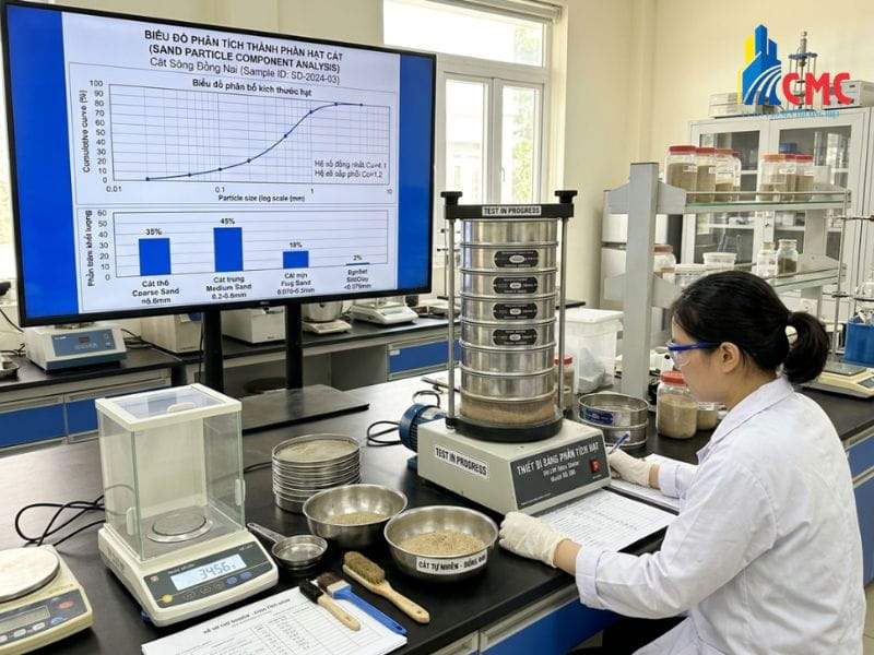 Thử nghiệm phân tích thành phần hạt và mô-đun độ lớn theo tiêu chuẩn cát xây dựng TCVN 7570:2006